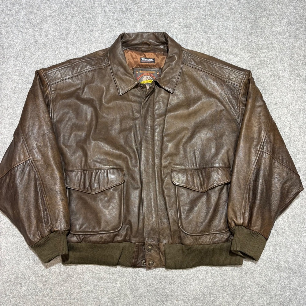 Wilsons Leather Adventure Bound Brown Leather Bomber Jacket Thinsulate Mens 2X